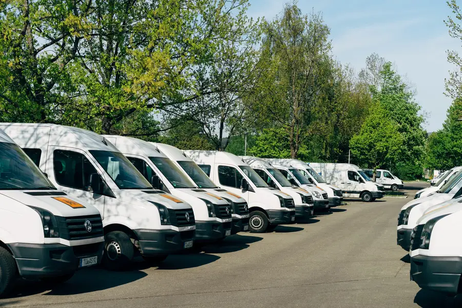 Commercial vans in parking lot