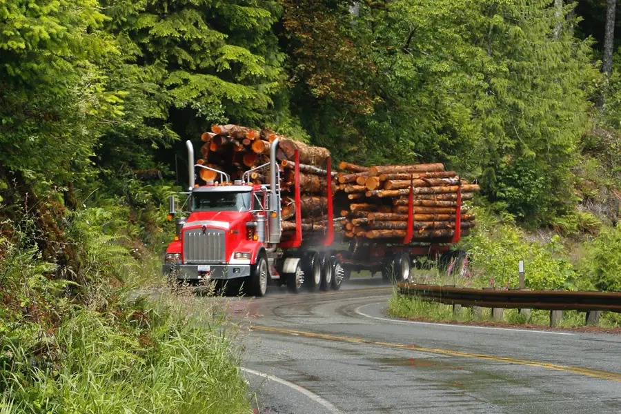 Semi-Truck loaded with logs
