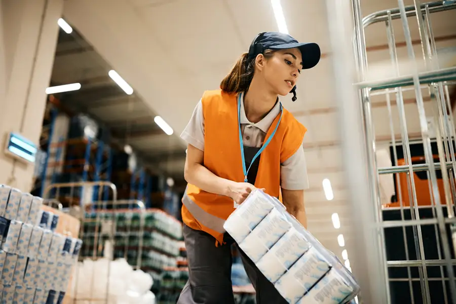 Woman working in warehouse