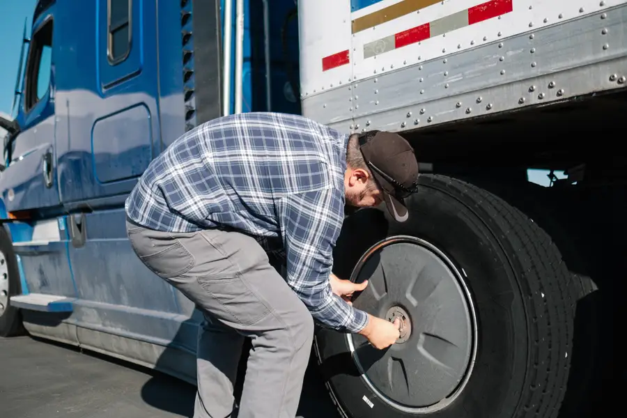 Trucker worker on truck