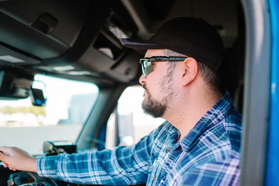 Man driving truck