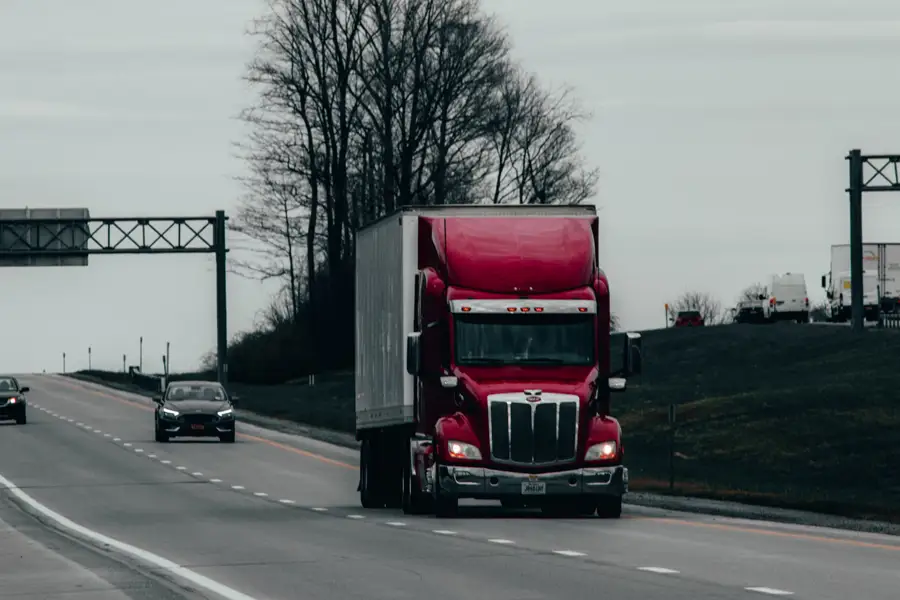 Semi-truck driving on highway